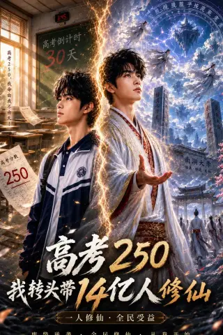 《高考250，我转头带14亿人修仙（55集）AI短剧（夸克网盘）》短剧封面