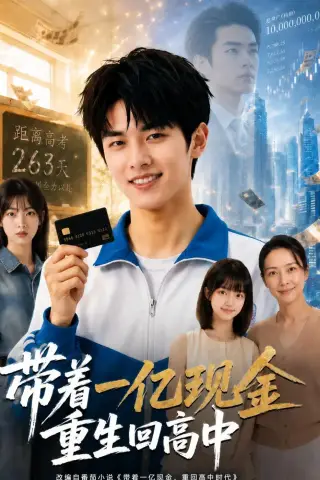 《带着一亿现金重生回高中（73集）AI短剧（夸克网盘）》短剧封面