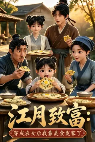 《江月致富：穿成农女后我靠美食发家了（80集）（夸克网盘）》短剧封面