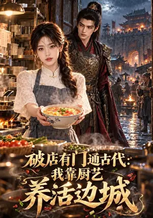 《破店有门通古代：我靠厨艺养活边城（70集）（夸克网盘）》短剧封面