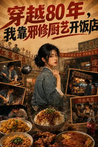 《穿越80年，我靠邪修厨艺开饭店（46集）（夸克网盘）》短剧封面