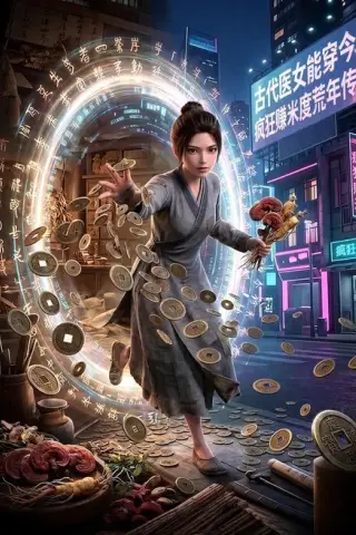 《古代医女能穿今，疯狂赚米度荒年传（74集）Ai短剧（百度网盘）》短剧封面