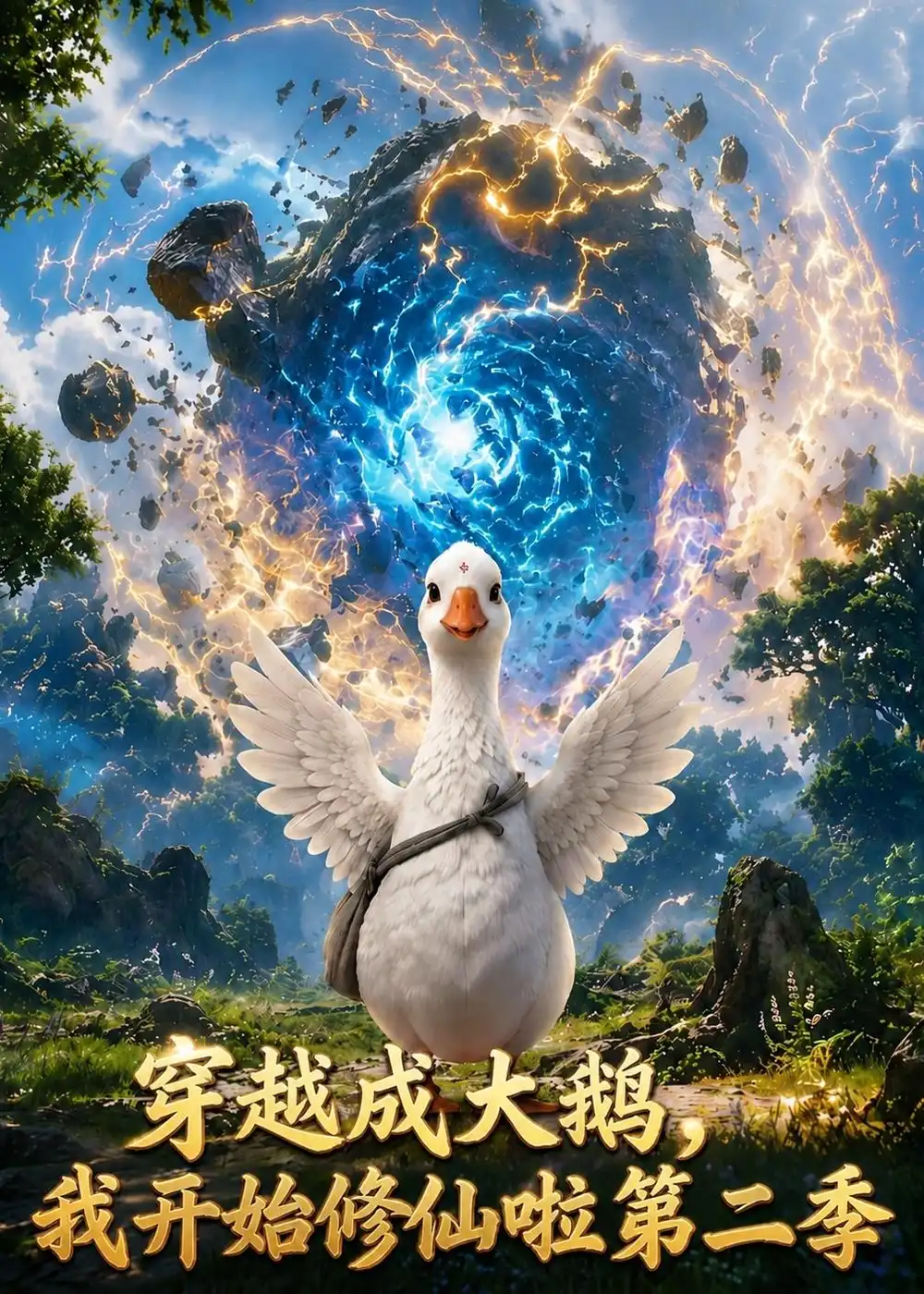 《穿越大鹅，我开始修仙啦第二季（80集）（夸克网盘）》短剧封面