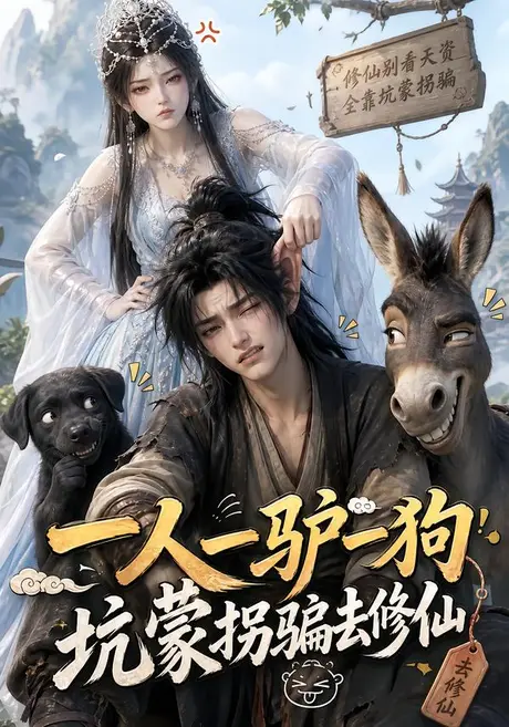 《一人一驴一狗坑蒙拐骗去修仙（105集）（夸克网盘）》短剧封面