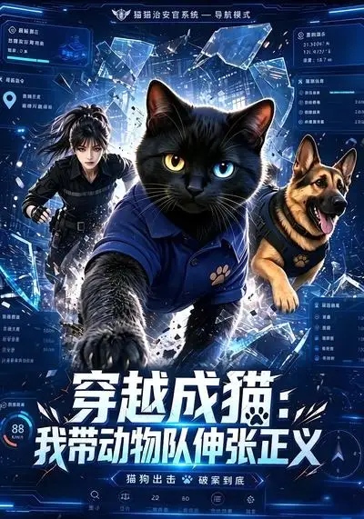 《穿越成猫,我带动物队伸张正义(60集)(夸克网盘)》短剧封面