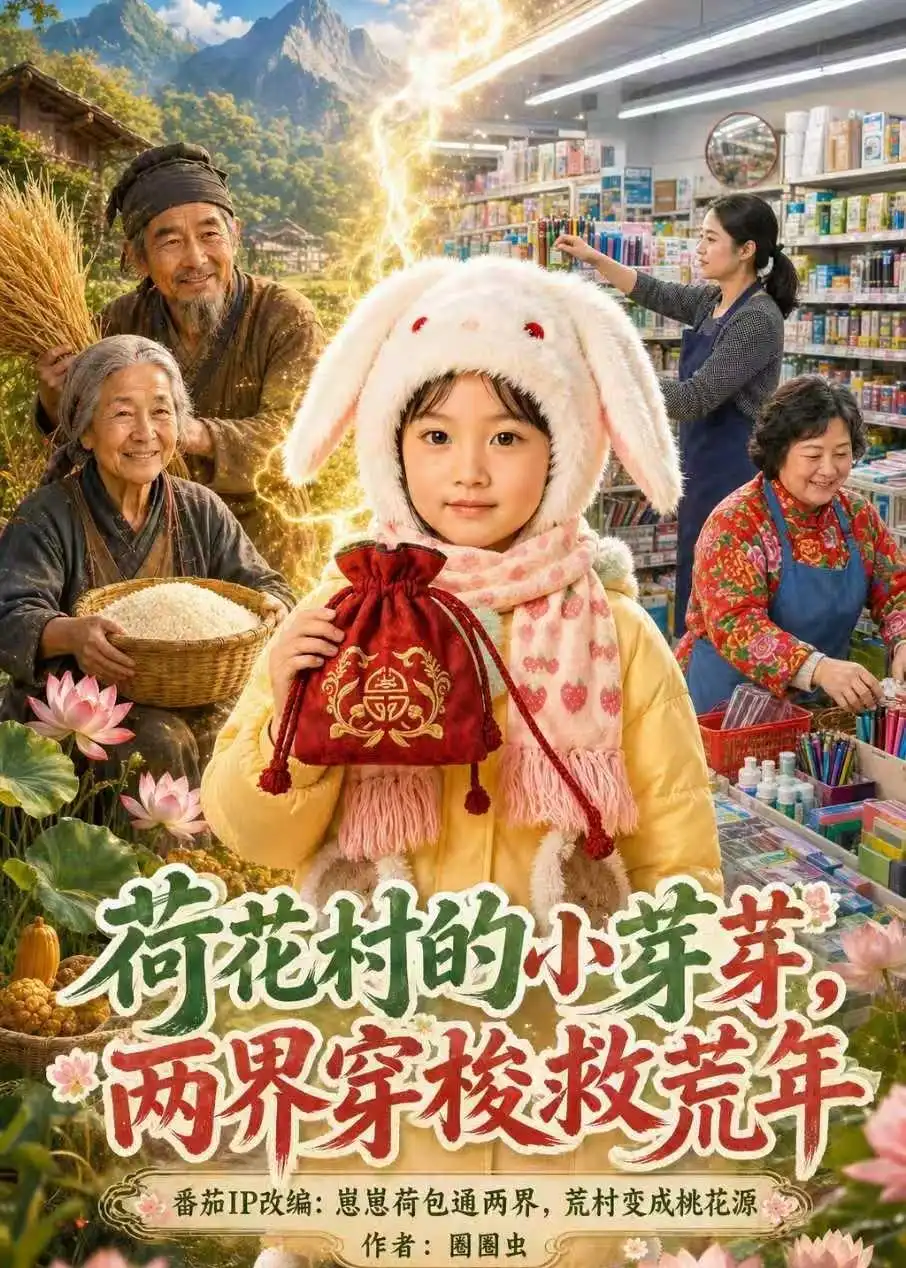 《荷花村的小芽芽，两界穿梭救荒年（60集）（夸克网盘）》短剧封面