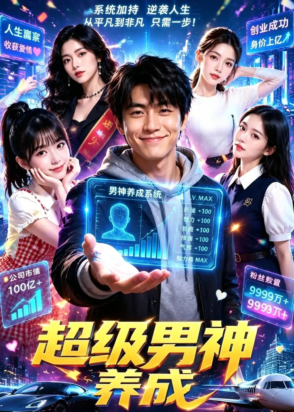 《超级男神养成（80集）AI短剧 (2026)》短剧封面
