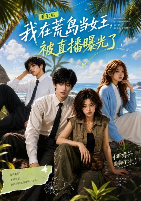 《重生后我在荒岛当女王，被直播曝光了（30集）（夸克网盘）》短剧封面