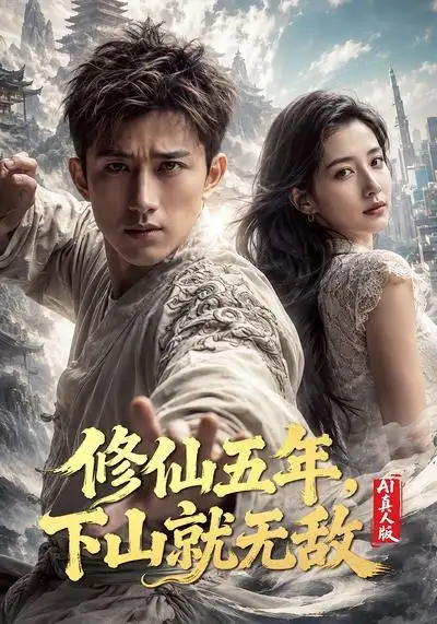 《修仙五年，下山就无敌AI真人版（100集）AI短剧 (2026)》短剧封面