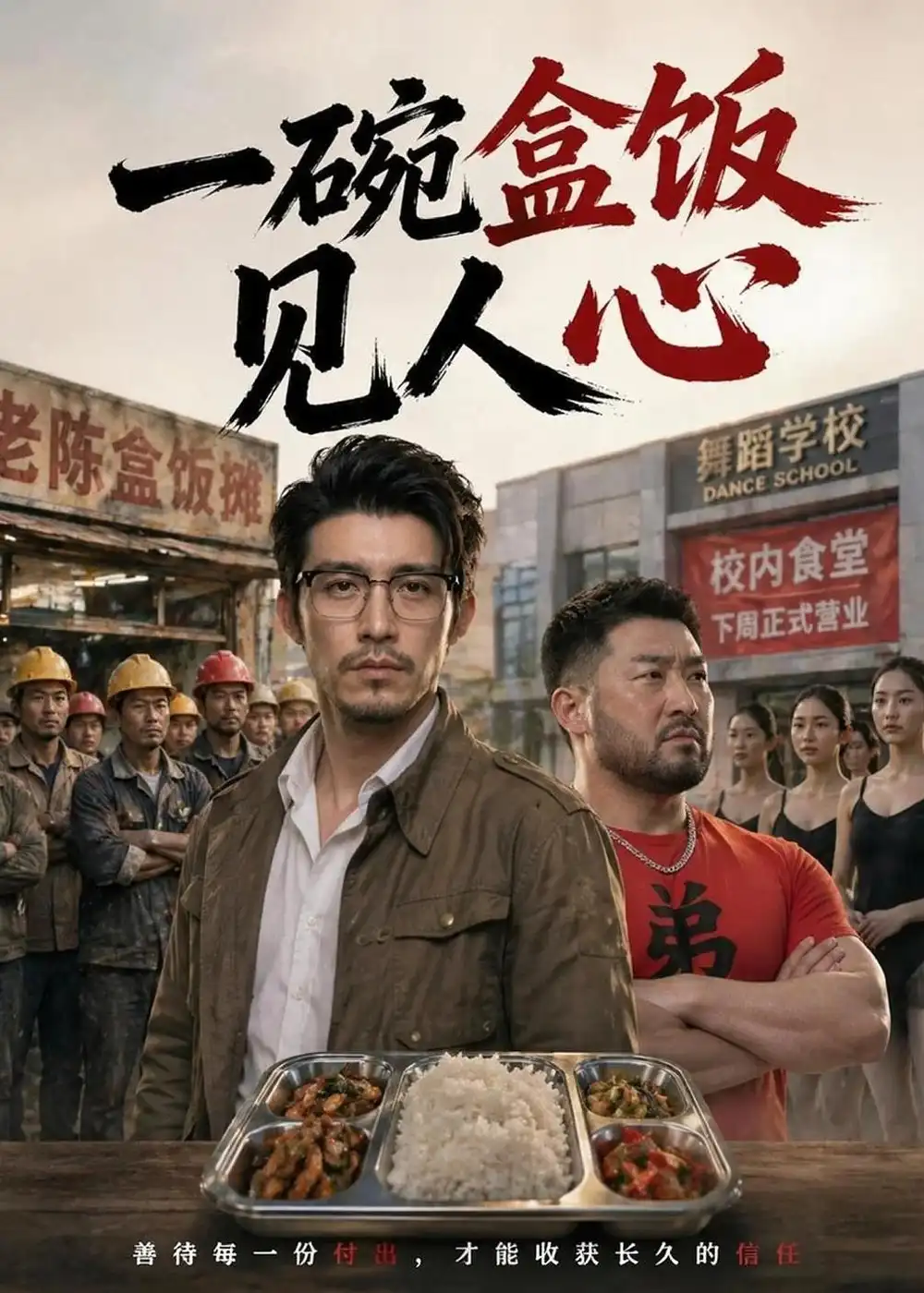 《一碗盒饭见人心(34集)AI短剧 (2026)》短剧封面