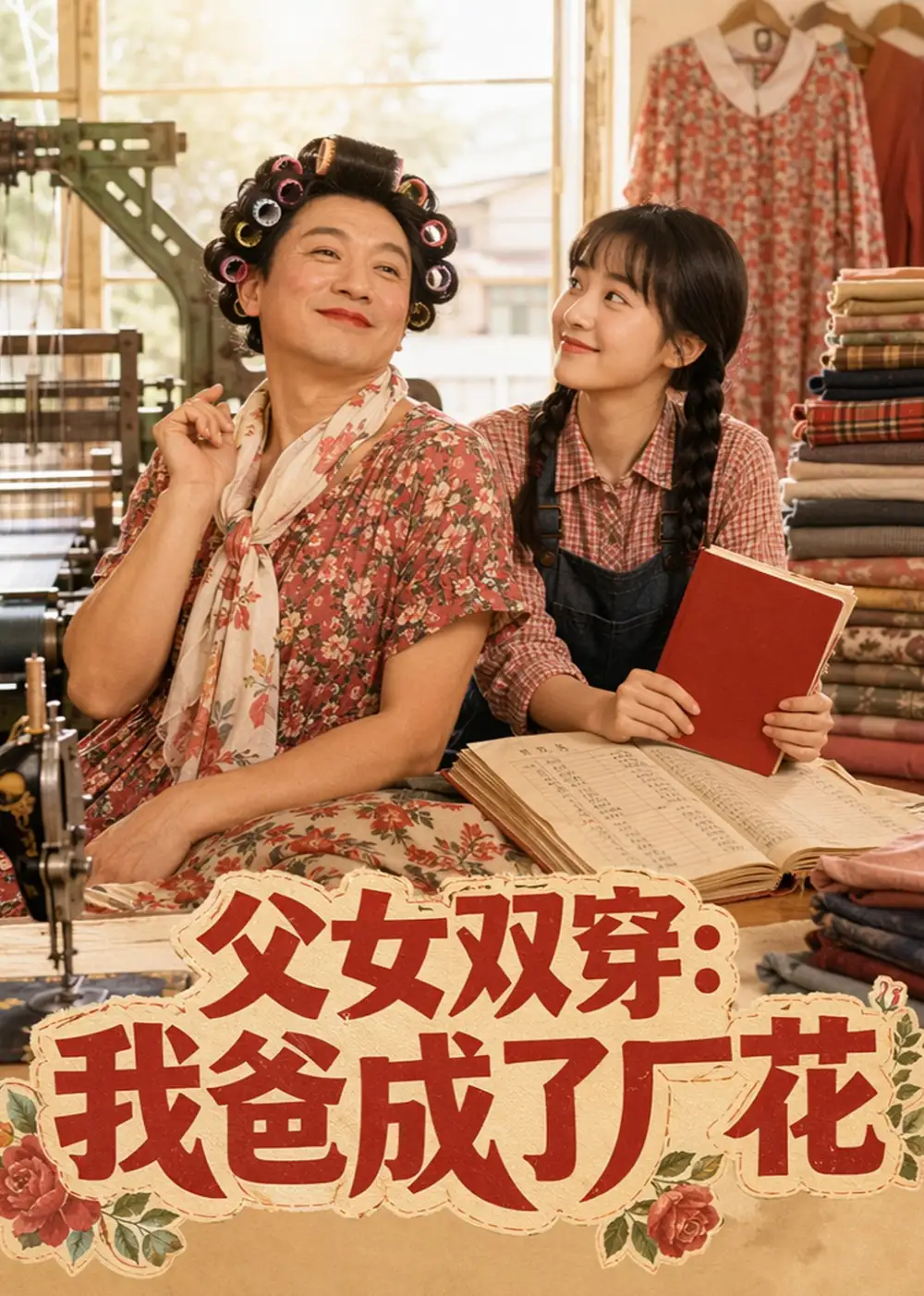 《父女双穿:我爸成了厂花(75集)AI短剧 (2026)》短剧封面