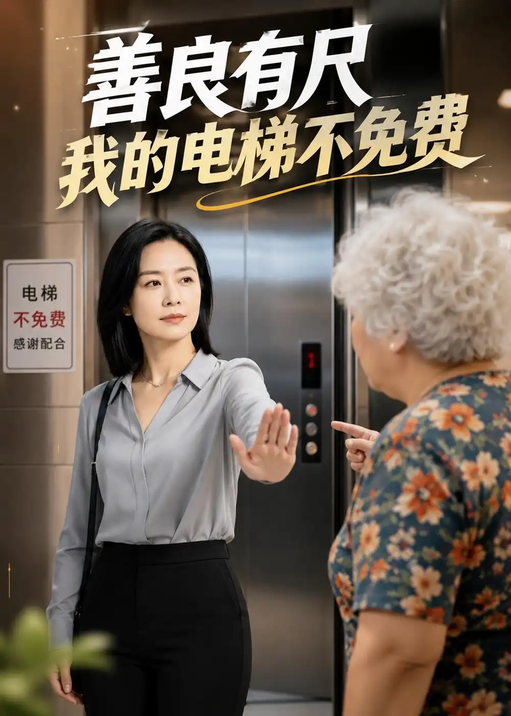 《善良有尺，我的电梯不免费（34集）AI短剧（夸克网盘）》短剧封面