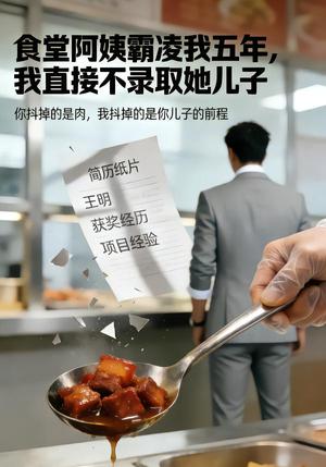 食堂阿姨霸凌我五年，我直接不录取她儿子（32集）Ai短剧（夸克网盘）封面图 - 校园短剧