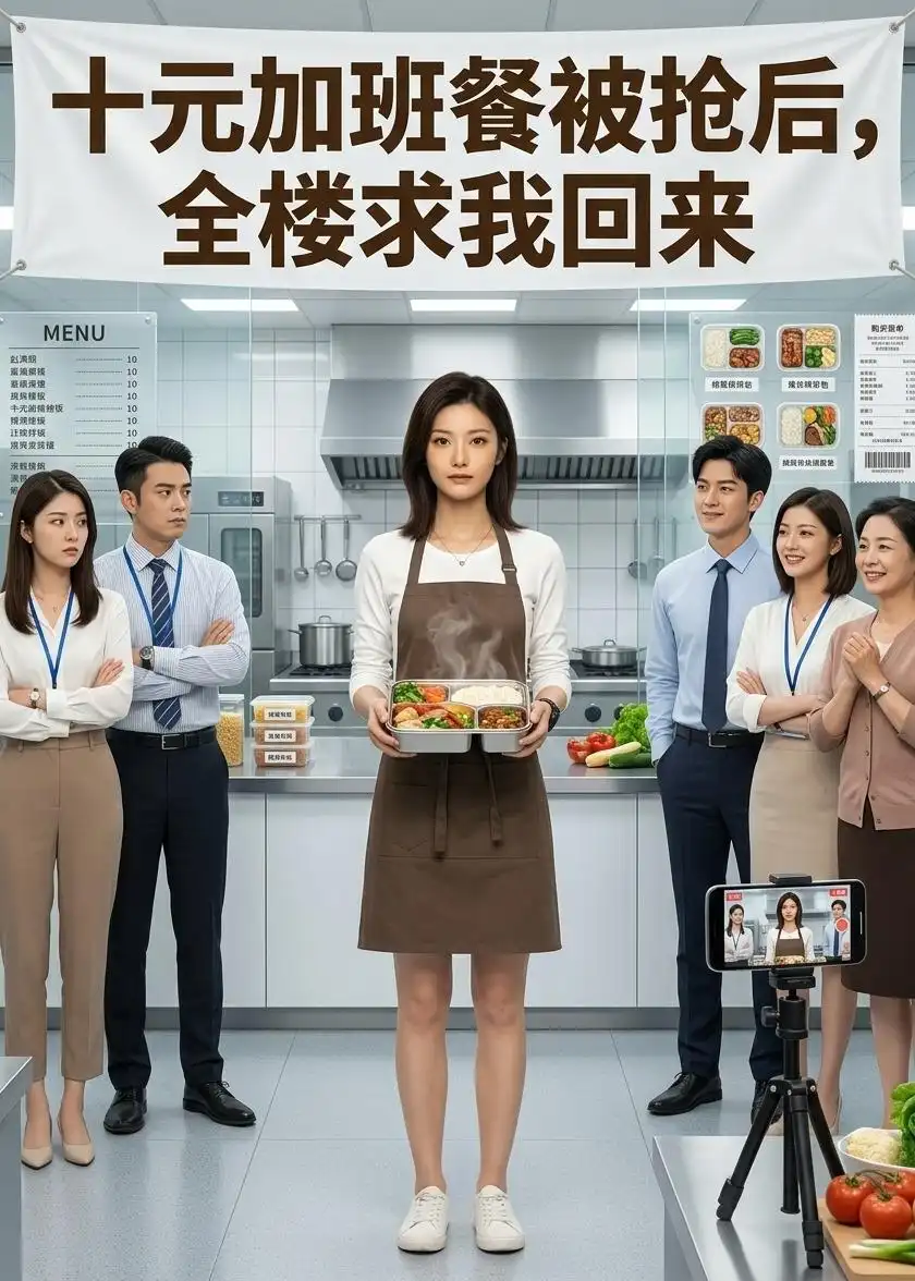 《十元加班餐被抢后，全楼求我回来（62集）AI短剧 (2026)》短剧封面