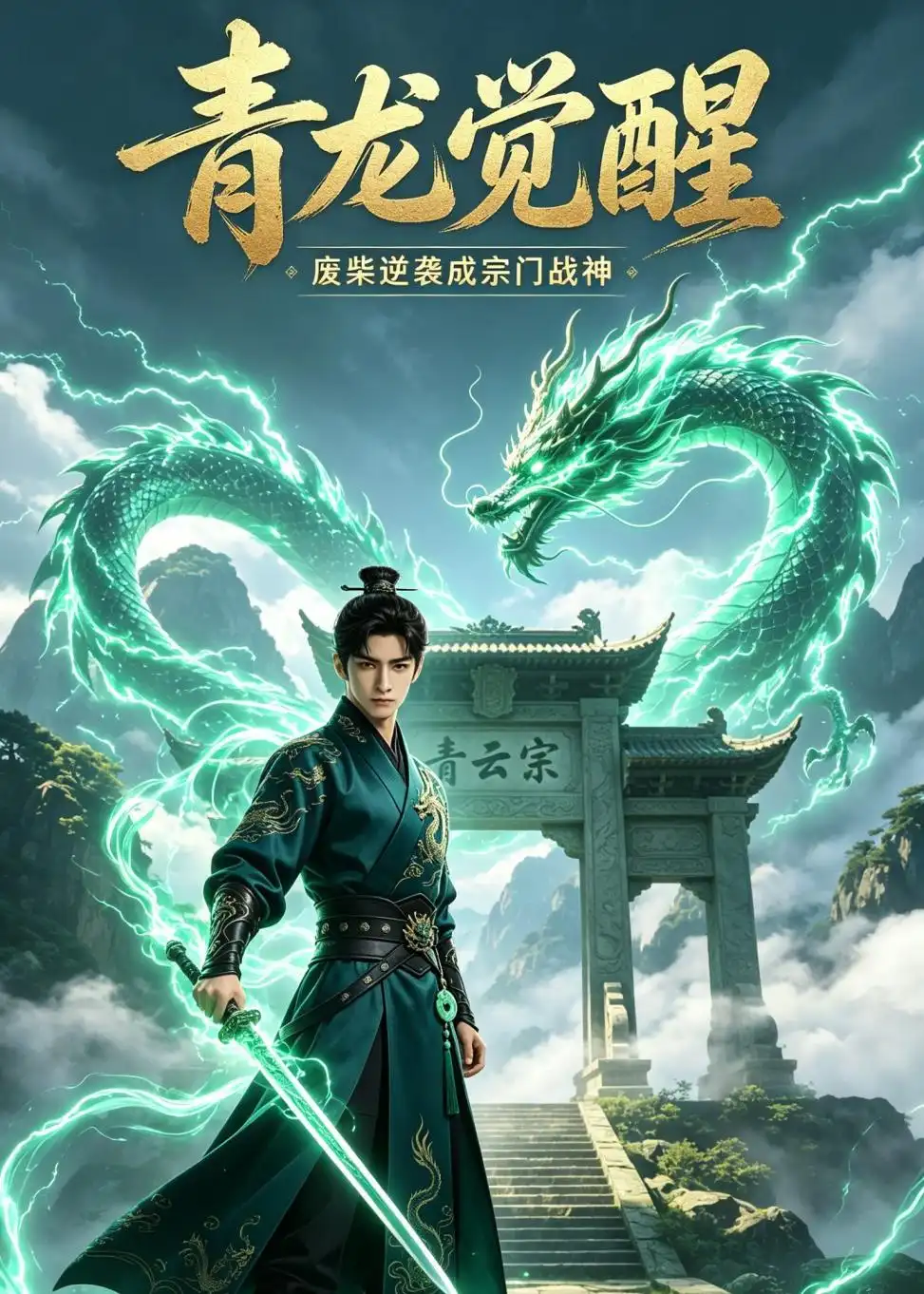 《青龙觉醒废柴逆袭成宗门战神（12集）AI短剧 (2026)》短剧封面