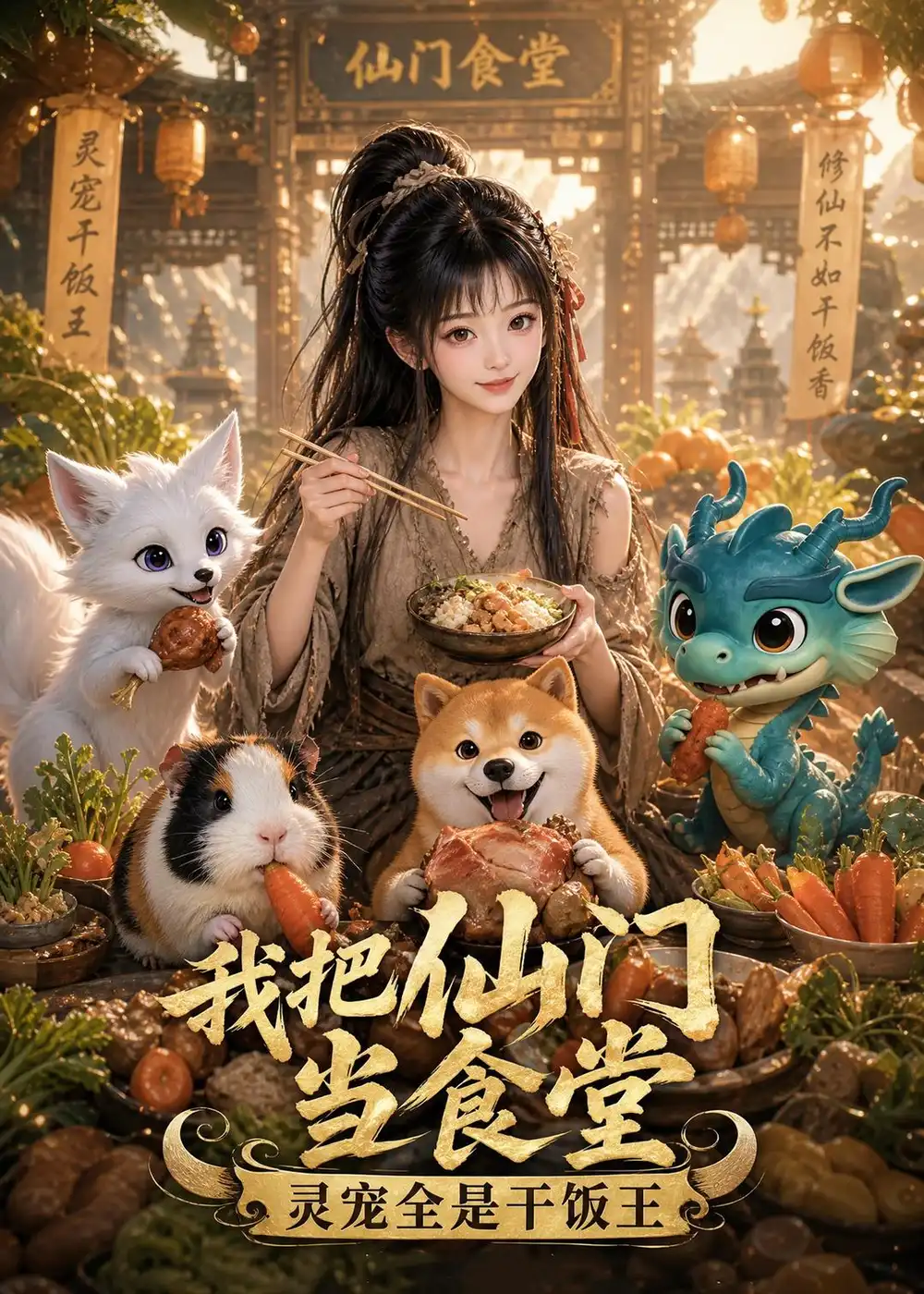 《我把仙门当食堂，灵宠全是干饭王（41集）AI短剧（夸克网盘）》短剧封面