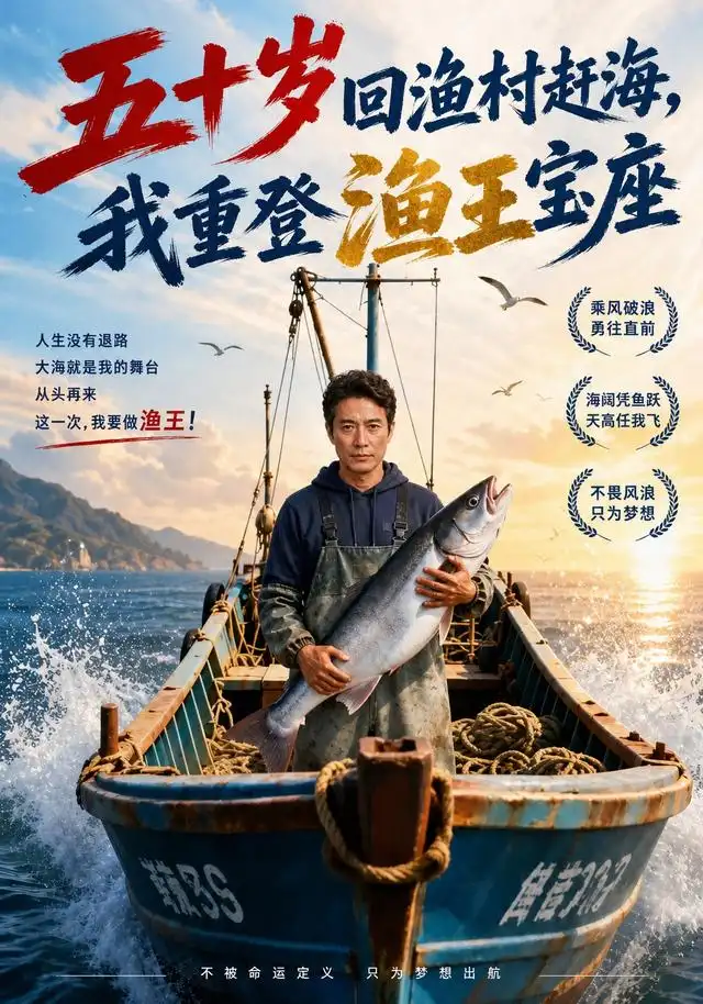 《五十岁回渔村赶海，我重登渔王宝座（61集）（夸克网盘）》短剧封面