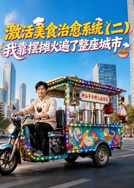 《激活美食治愈系统我靠摆摊火遍了整座城市二（121集）（百度网盘）》短剧封面