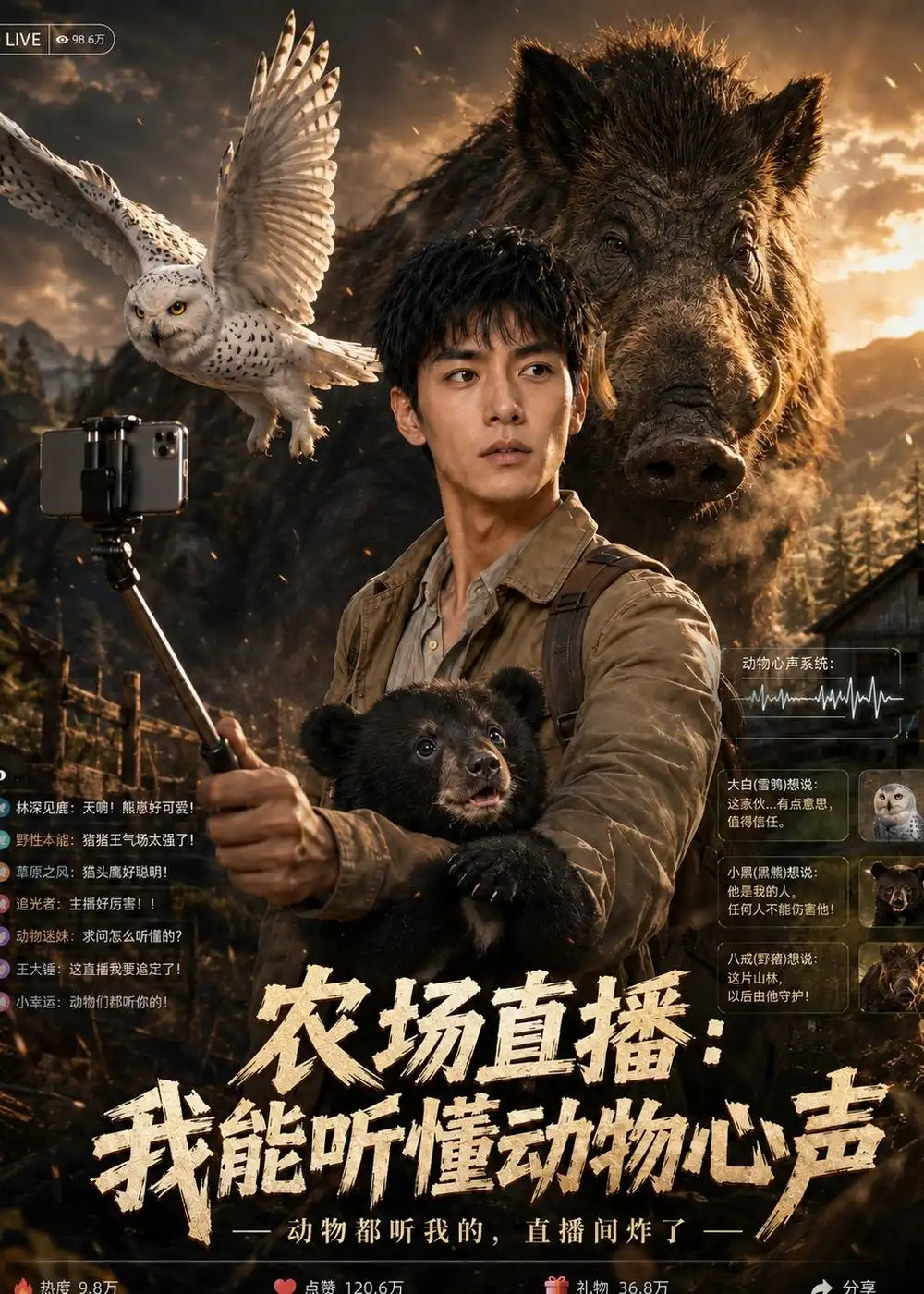 《农场直播：我能听懂动物心声（88集）（夸克网盘）》短剧封面