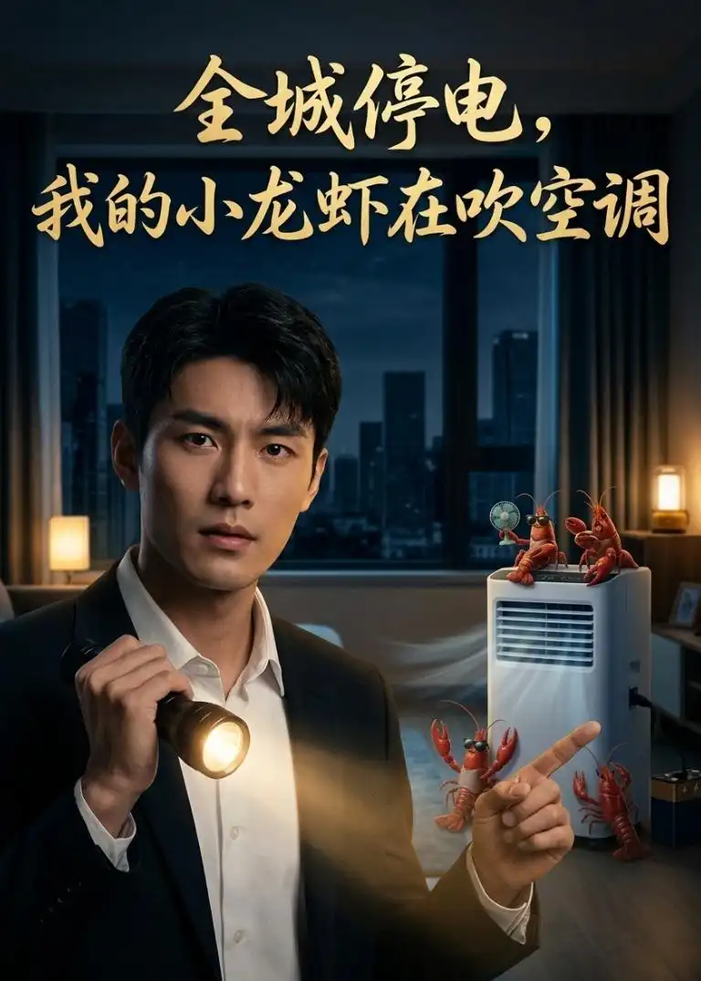 《全城停电，我的小龙虾在吹空调（48集）AI短剧（夸克网盘）》短剧封面