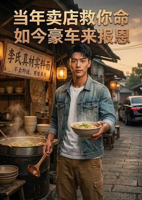 《当年卖店救你命，如今豪车来报恩（49集）AI短剧（百度网盘）》短剧封面