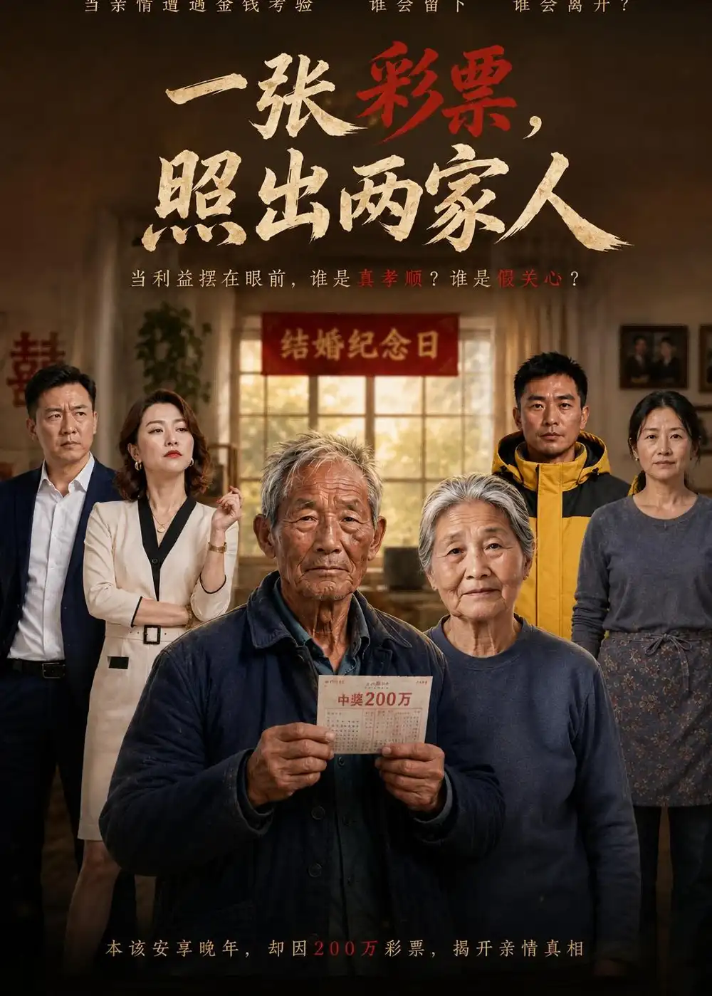 《一张彩票，照出两家人（34集）AI短剧 (2026)》短剧封面