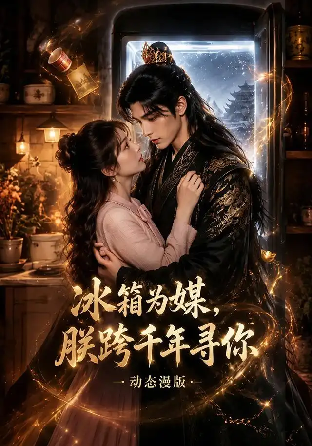 《冰箱为媒,朕跨千年寻你动态漫版(62集)(夸克网盘)》短剧封面