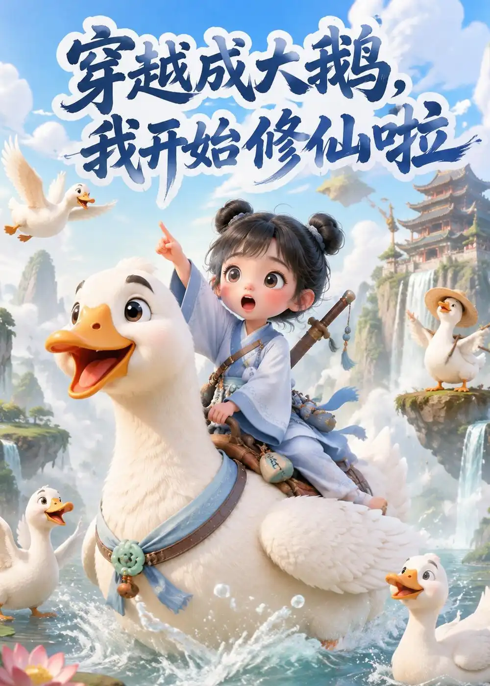 《穿越成大鹅，我开始修仙啦（90集）（夸克网盘）》短剧封面