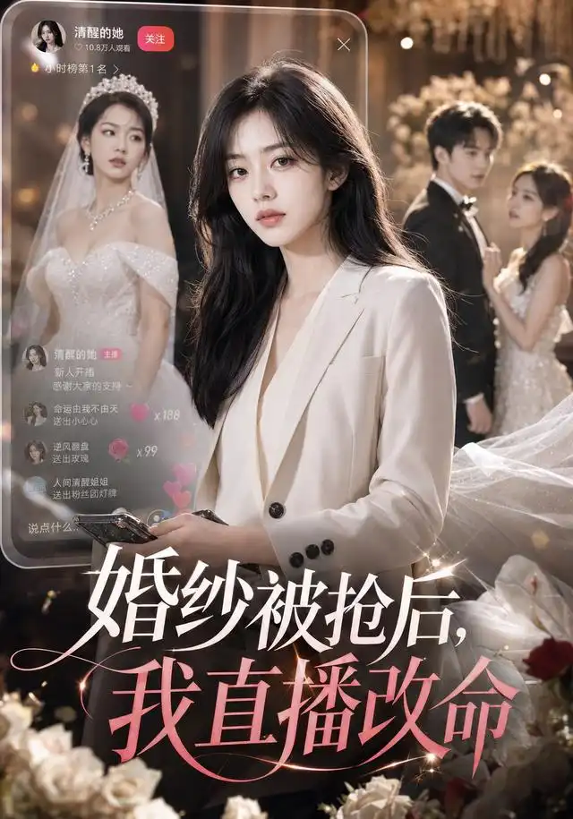 《婚纱被抢后，我直播改命（60集）AI短剧（夸克网盘）》短剧封面