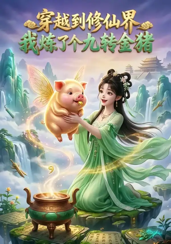 《穿越到修仙界，我炼了个九转金猪（39集）（夸克网盘）》短剧封面