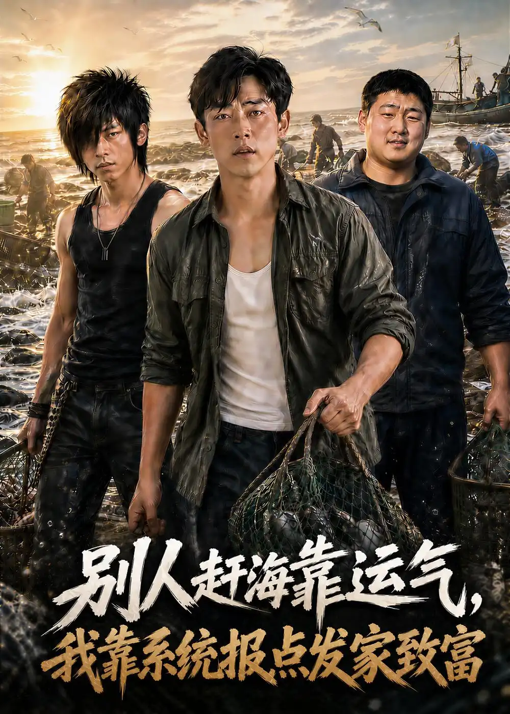 《别人赶海靠运气，我靠系统报点发家致富（80集）AI短剧》短剧封面