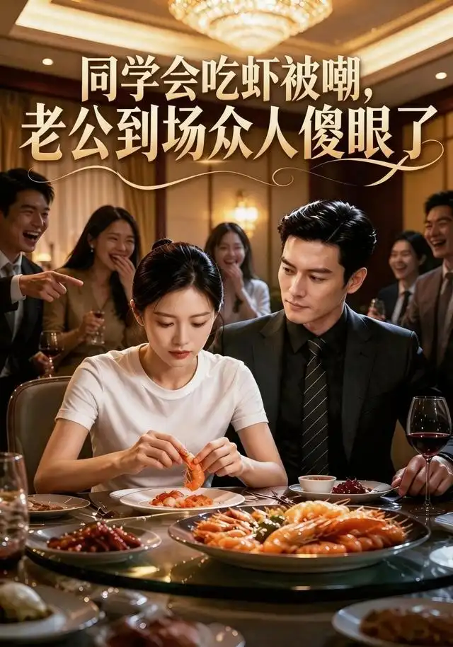 《同学会吃虾被嘲，老公到场众人傻眼了（40集）AI短剧（夸克网盘）》短剧封面