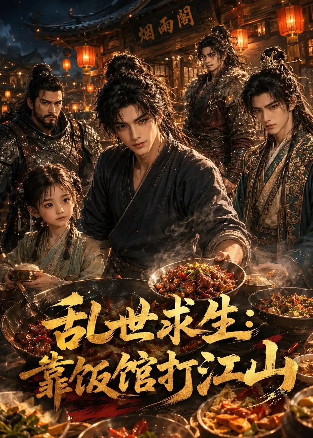 《乱世求生：靠饭馆打江山（49集）动漫（夸克网盘）》短剧封面
