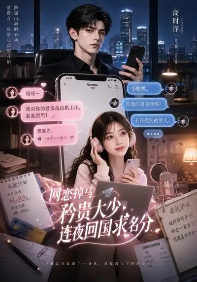 《网恋掉马，矜贵大少连夜回国求名分（75集）AI短剧 (2026)》短剧封面