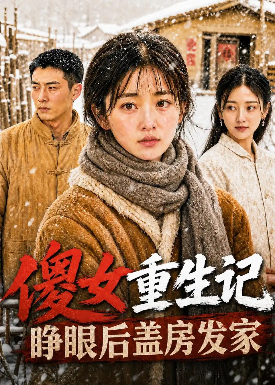 《傻女重生记，睁眼后盖房发家（102集）AI短剧（夸克网盘）》短剧封面
