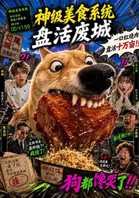 《神级美食系统盘活废城（112集）AI短剧 (2026)》短剧封面