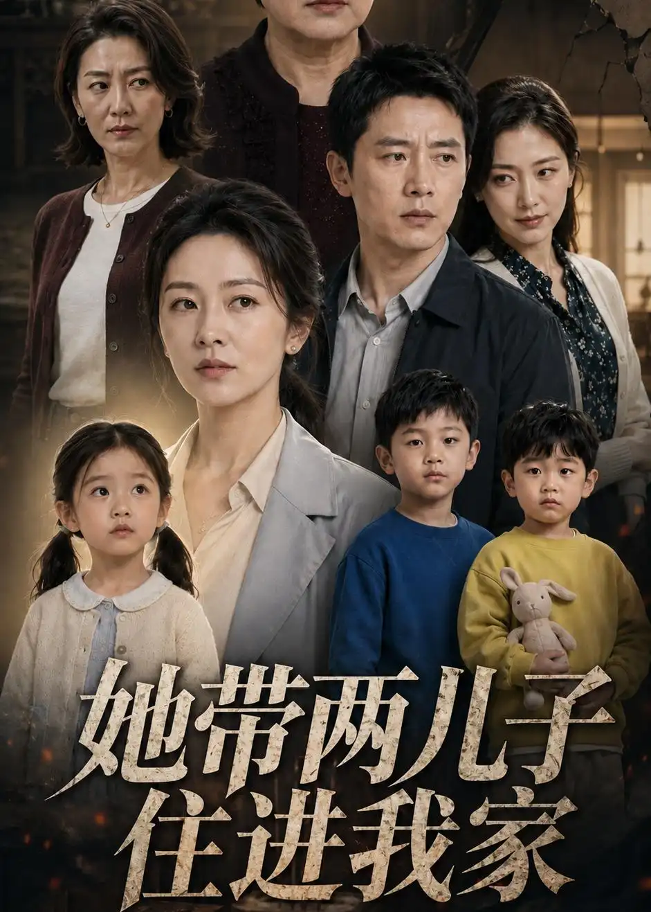 《她带两儿子住进我家（78集）AI短剧 (2026)》短剧封面