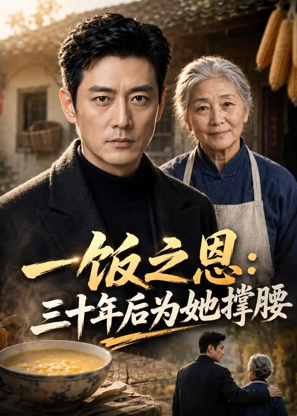 《一饭之恩:三十年后为她撑腰(42集)AI短剧 (2026)》短剧封面