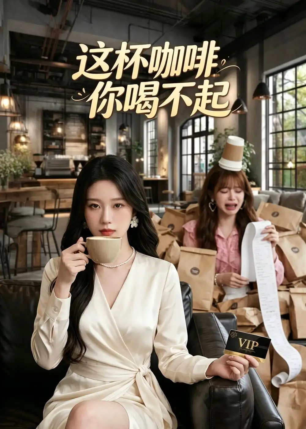 《这杯咖啡,你喝不起(46集)AI短剧(夸克网盘)》短剧封面