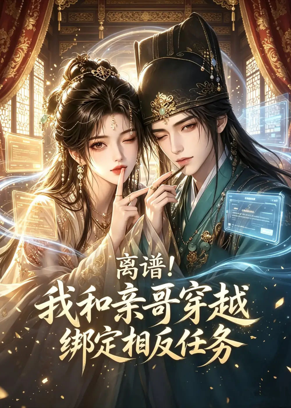 《离谱！我和亲哥穿越绑定相反任务（30集）（夸克网盘）》短剧封面