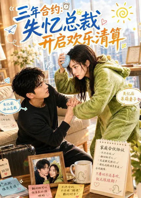 《三年合约：失忆总裁开启欢乐清算（53集）（夸克网盘）》短剧封面
