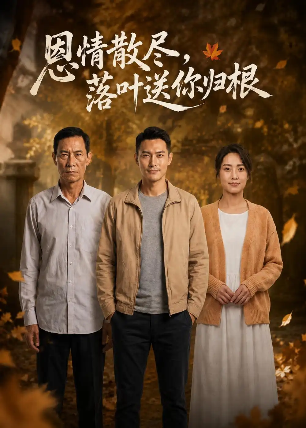 《恩情散尽,落叶送你归根(52集)AI短剧(夸克网盘)》短剧封面