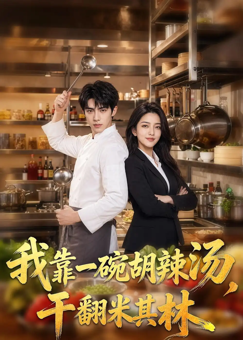 《我靠一碗胡辣汤，干翻米其林（52集）AI短剧（夸克网盘）》短剧封面