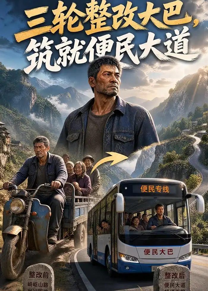 《三轮整改大巴，筑就便民大道（45集）AI短剧（夸克网盘）》短剧封面