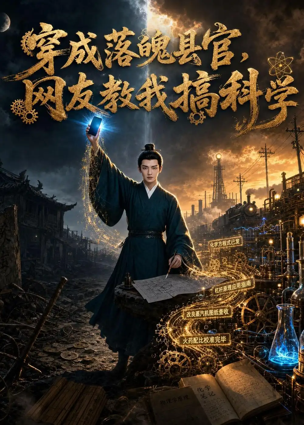 《穿成落魄县官,网友教我搞科学(50集)(夸克网盘)》短剧封面