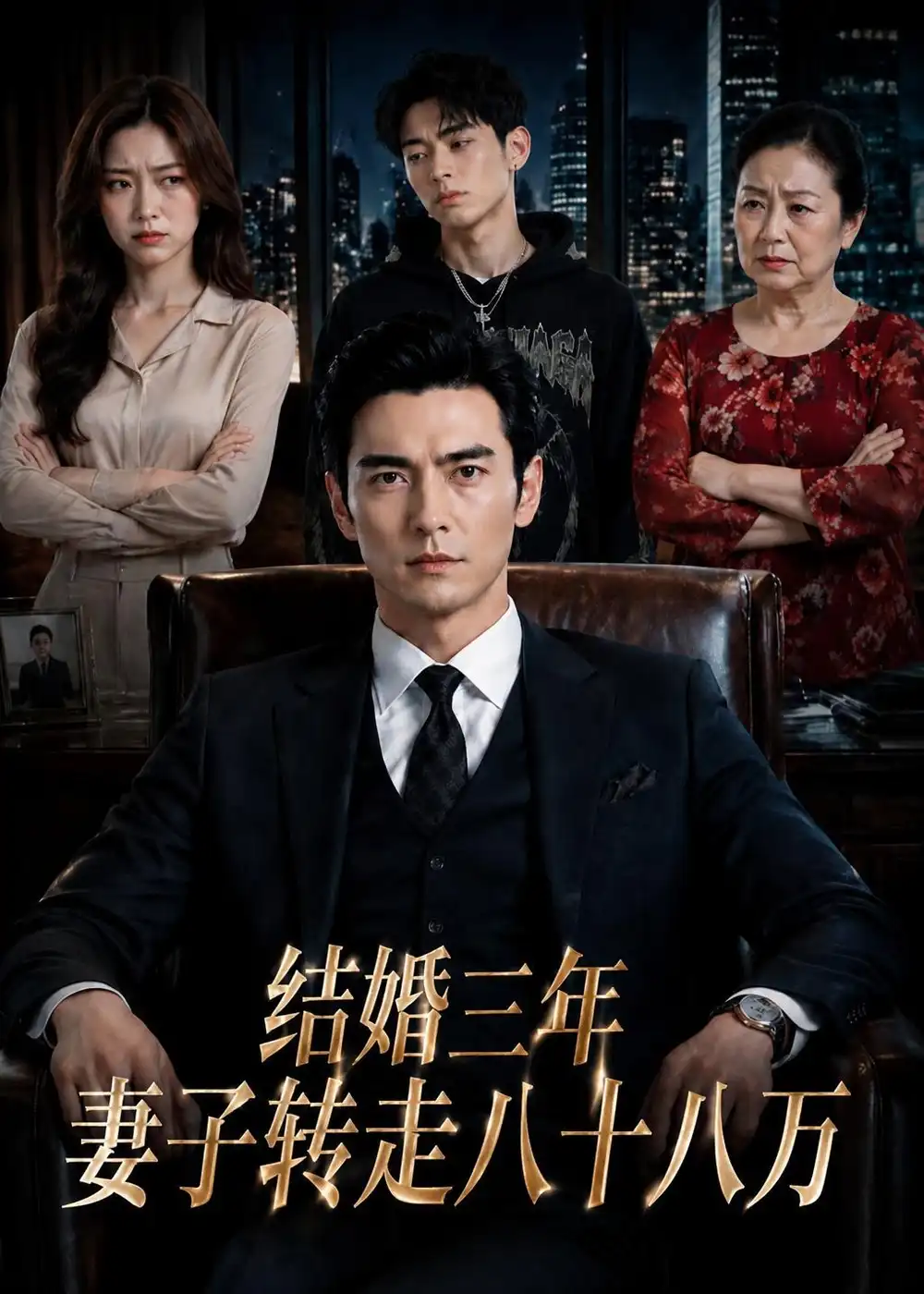 《结婚三年，妻子转走八十八万（44集）AI短剧 (2026)》短剧封面