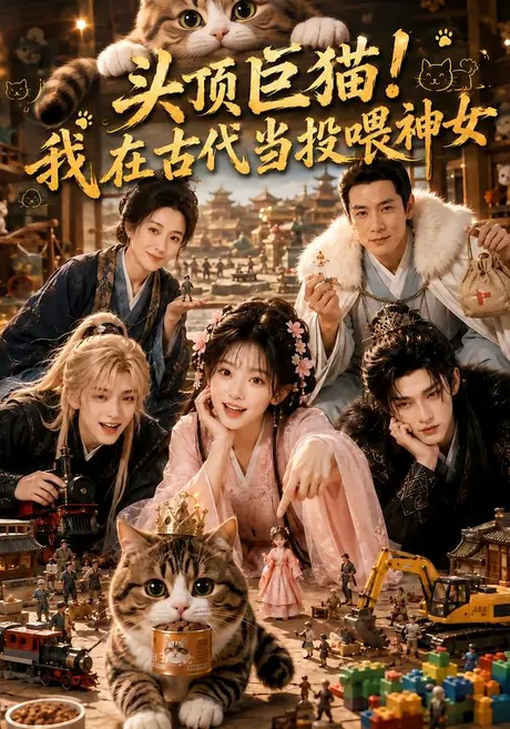 《头顶巨猫!我在古代当投喂神女(80集)(夸克网盘)》短剧封面