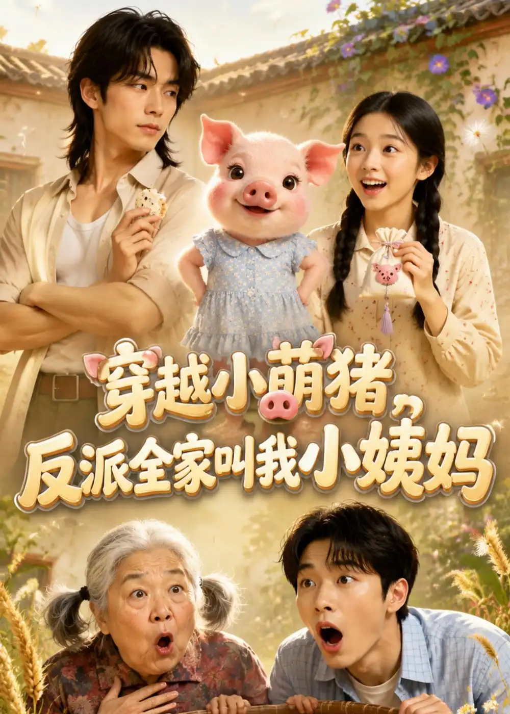 《穿越小萌猪，反派全家叫我小姨妈！(61集)（夸克网盘）》短剧封面