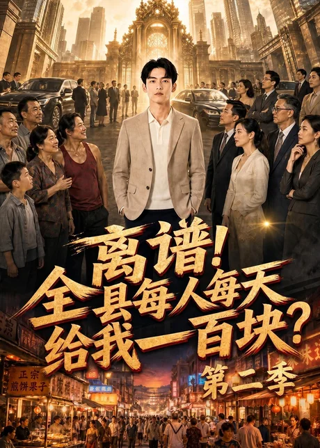 《离谱！全县每人每天给我一百块？第二季（73集）（百度网盘）》短剧封面
