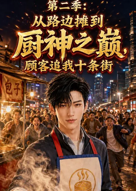 《第二季从路边摊到厨神之巅，顾客追我十条街（104集）（百度网盘）》短剧封面